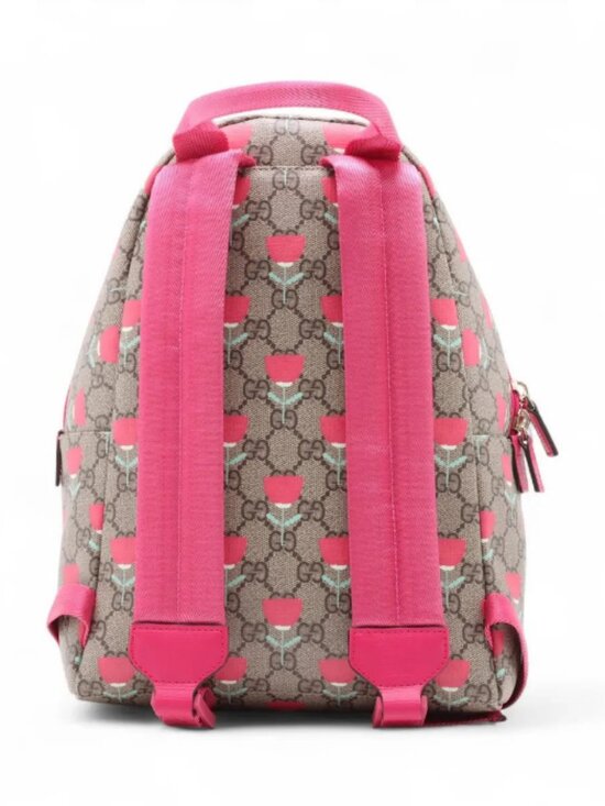 Gucci GG Supreme Floral Mini Backpack Beige x Pink